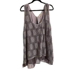 A'Reve Gray Beaded Sunburst Sleeveless Camisole -Size 2X